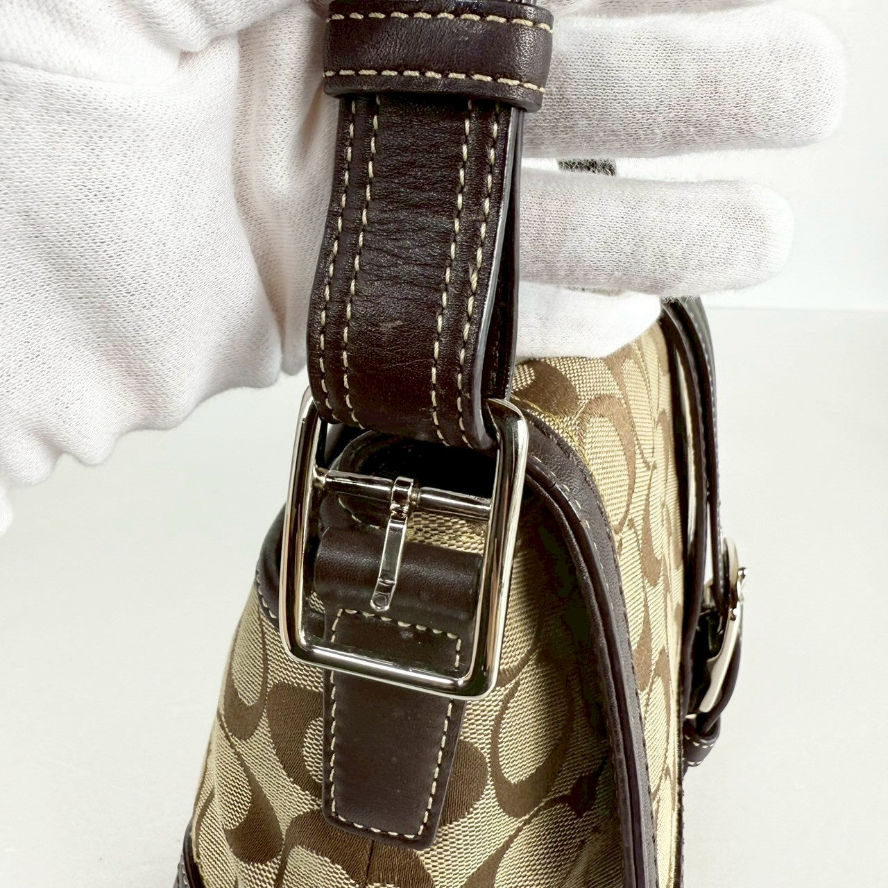 83 COACH コーチ トートバッグ シグネチャー×レザー