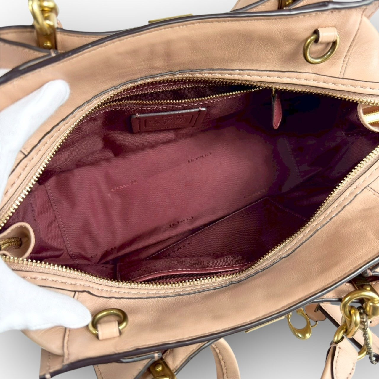 85 COACH コーチ ハンドバッグ サーモンピンク K1880 68814