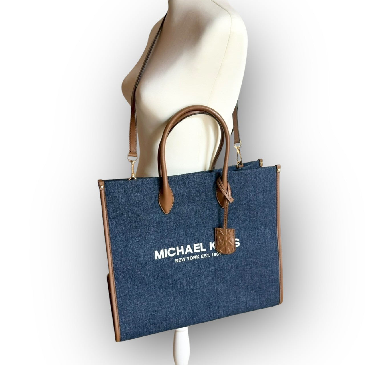 90 MICHAEL KORS マイケルコース トートバッグ ショルダーバッグ ブルー ブラウン