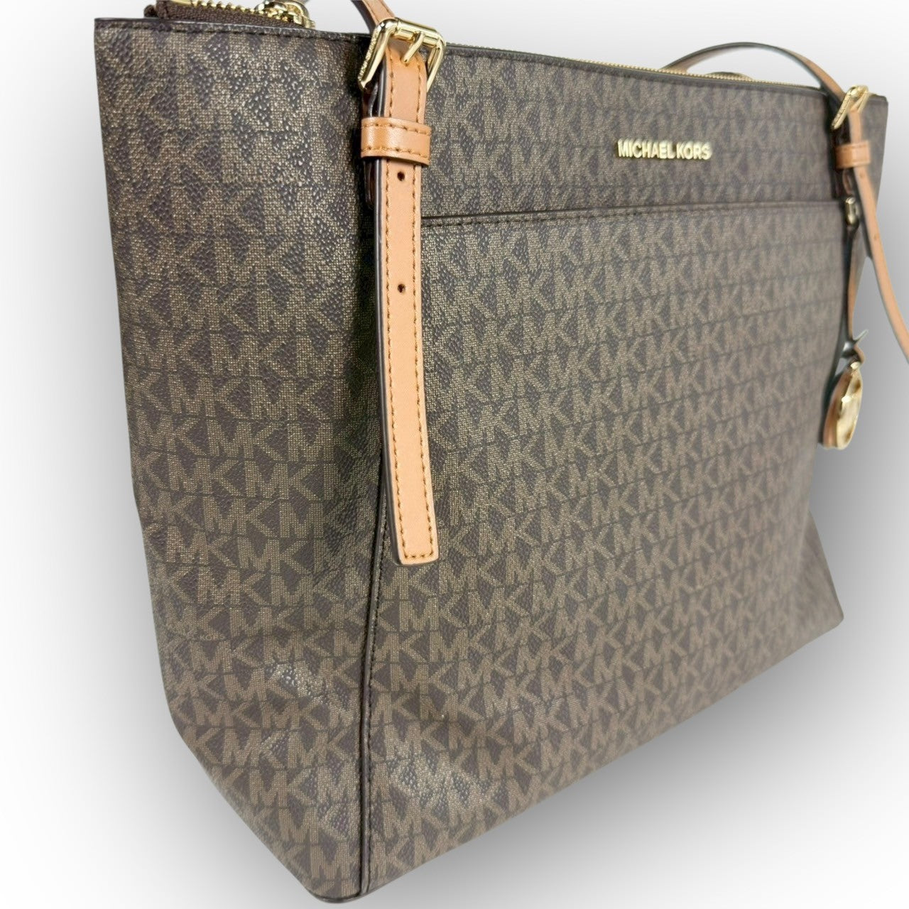 93 MICHAEL KORS マイケルコース トートバッグ MKロゴ ブラウン
