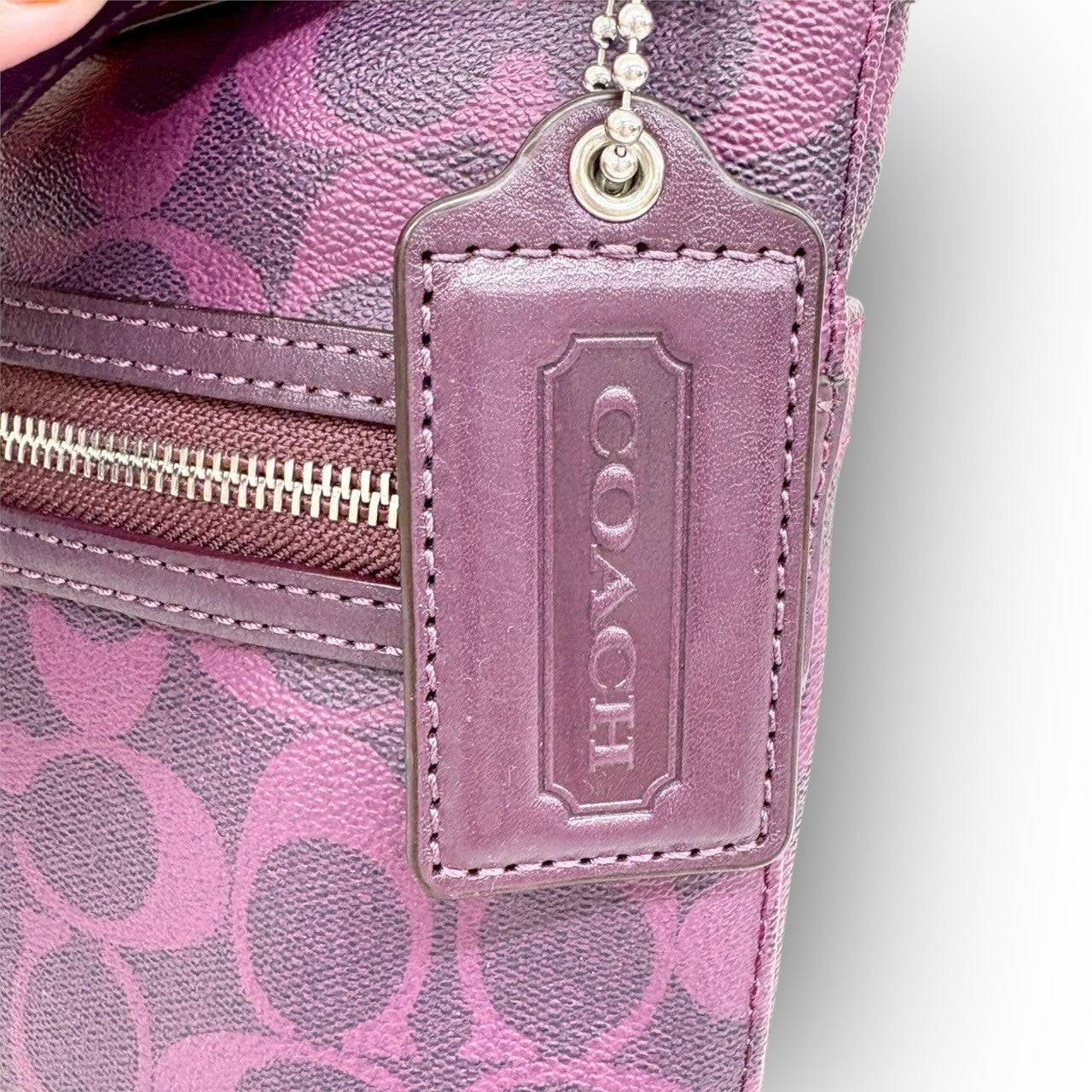 98 COACH コーチ PVCレザー ショルダーバッグ パープル