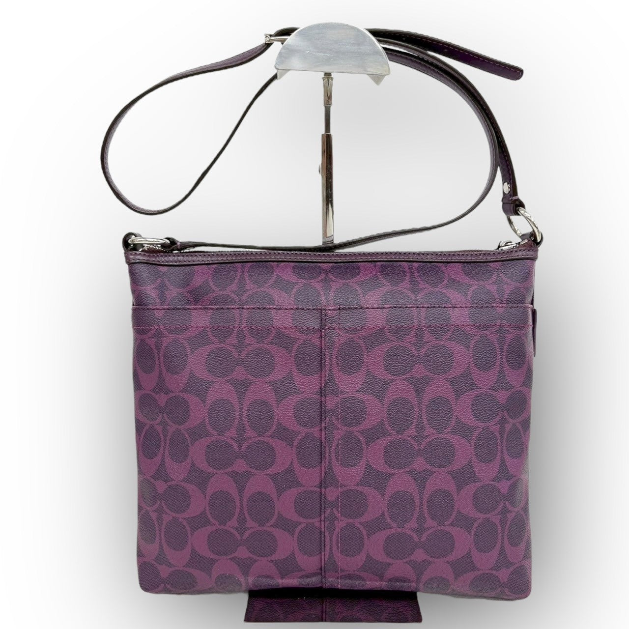 98 COACH コーチ PVCレザー ショルダーバッグ パープル
