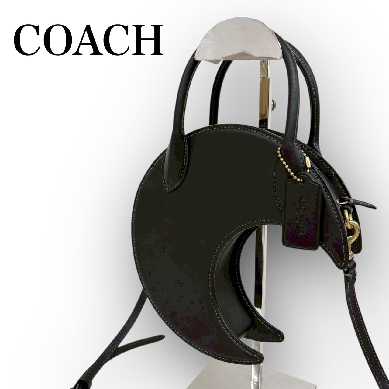 101 COACH コーチ ムーンバッグ リジェネラティブ レザー ショルダーバッグ ブラック