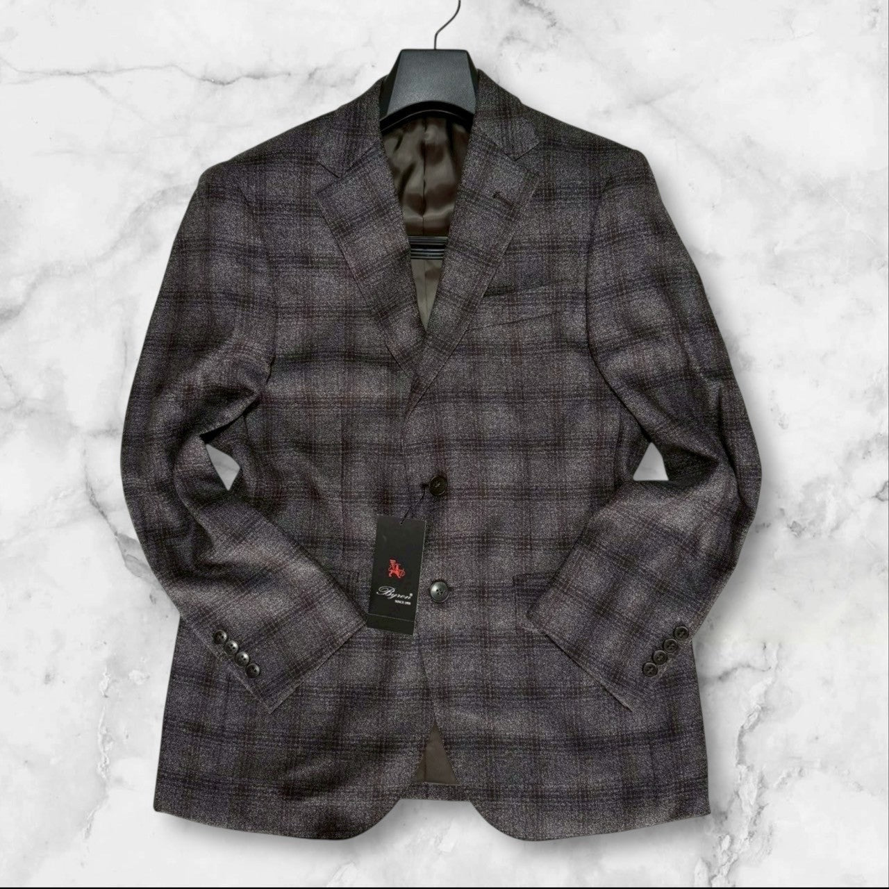 新品 BYRON バイロン ビジネススーツ AB4 グレー チェック
