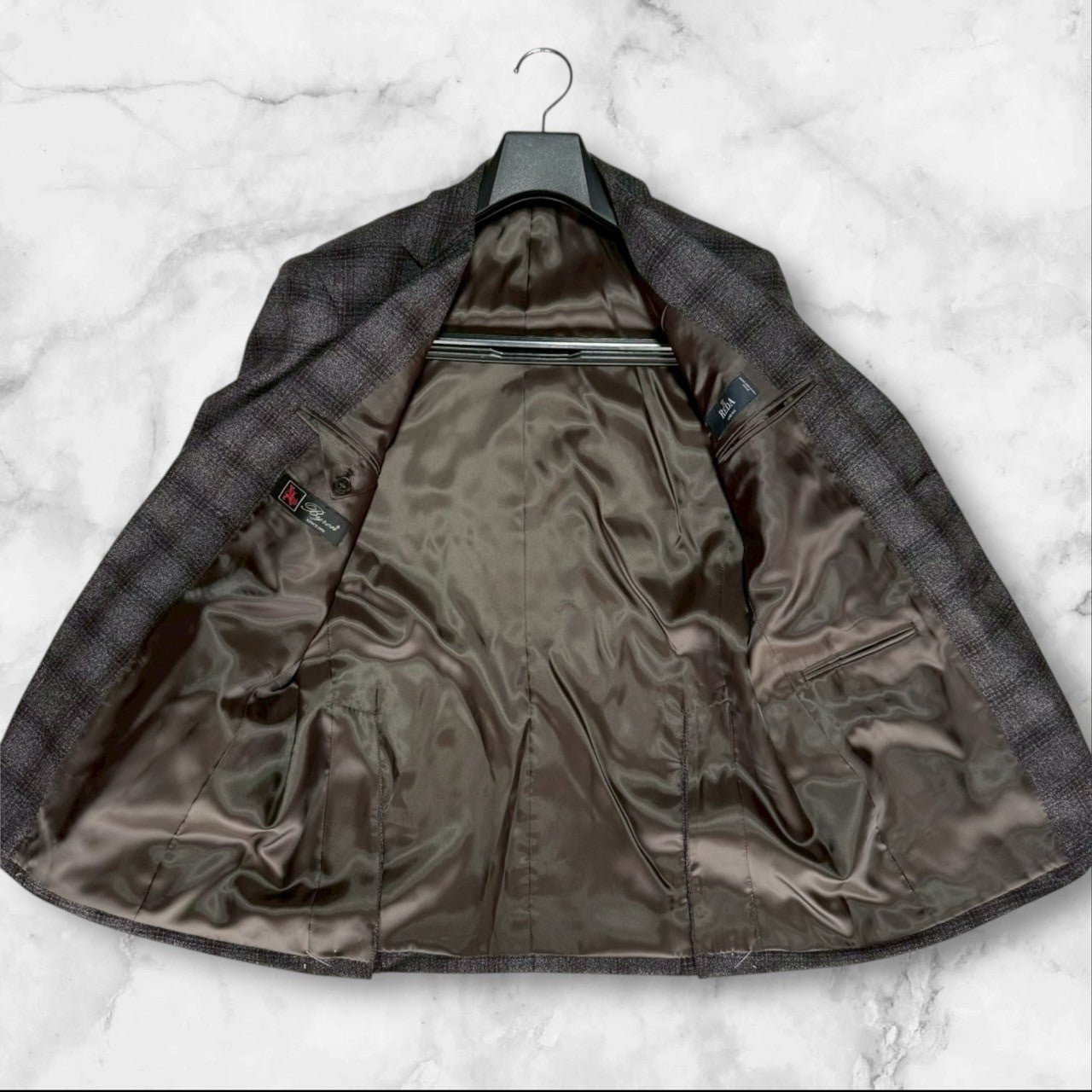 新品 BYRON バイロン ビジネススーツ AB4 グレー チェック