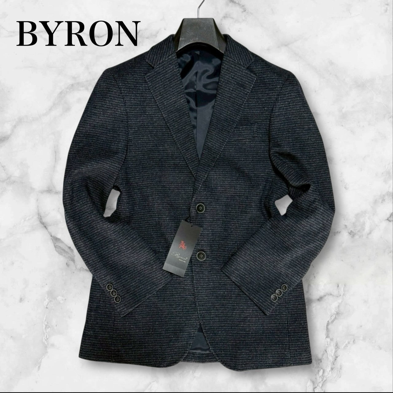 新品 BYRON バイロンビジネ ススーツ Sサイズ ブルーグレー 千鳥格子