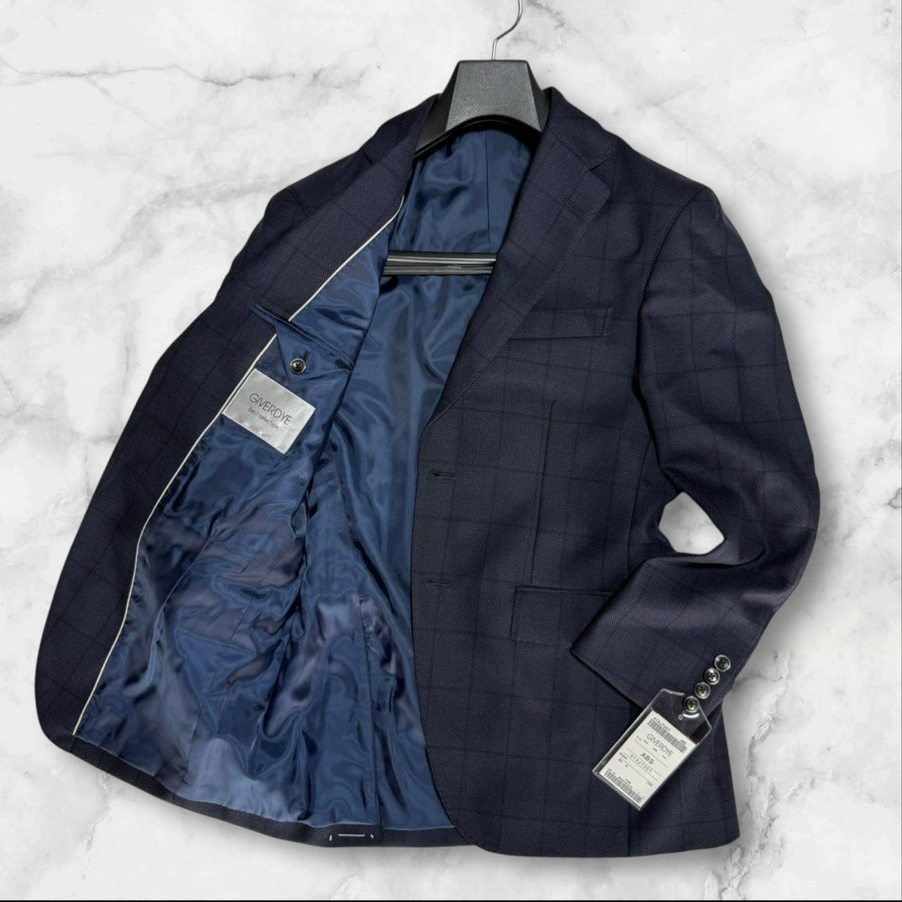 新品 GIVERDYE ジバルディ ビジネススーツ ABS ネイビー チェック