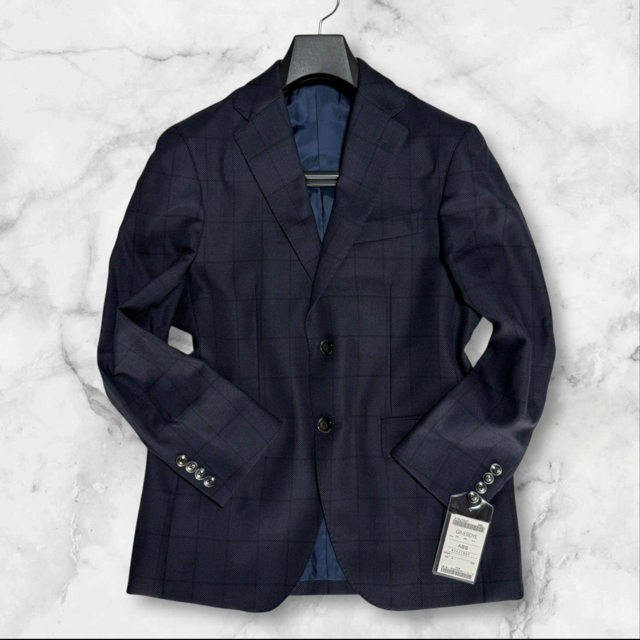 新品 GIVERDYE ジバルディ ビジネススーツ ABS ネイビー チェック