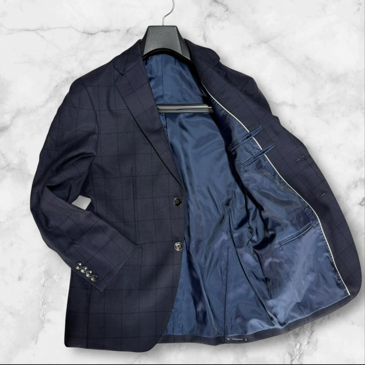 新品 GIVERDYE ジバルディ ビジネススーツ ABS ネイビー チェック