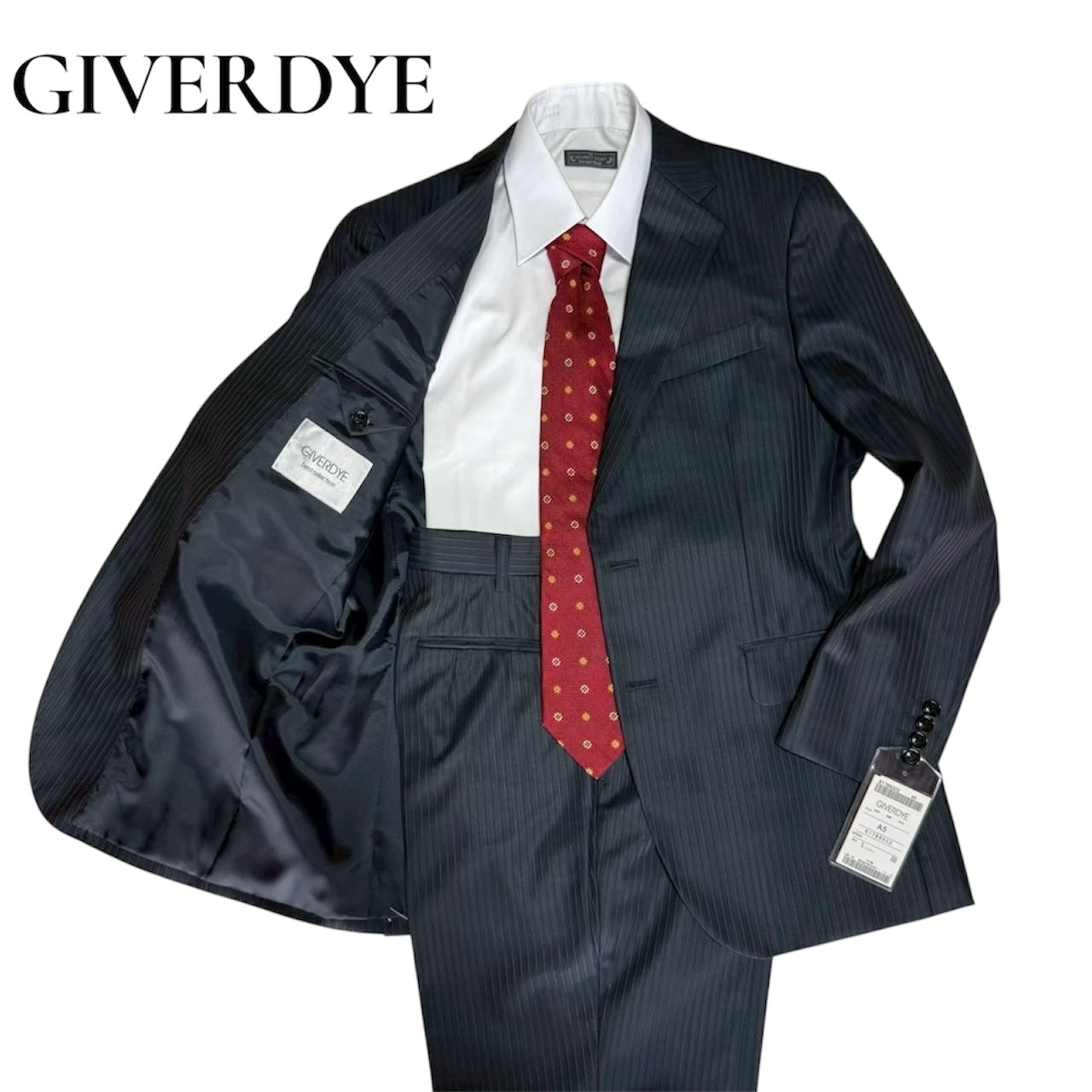 【OG-23】GIVERDYE (ジバルディ)617B8002 ネイビー シャドーストライプツーパンツスーツ A5