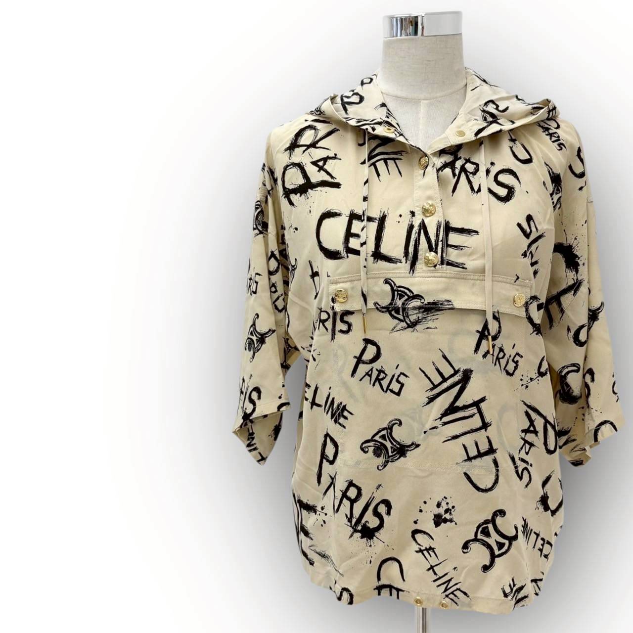 【SRC-4】CELINE 長袖ブラウス CELINE文字プリント