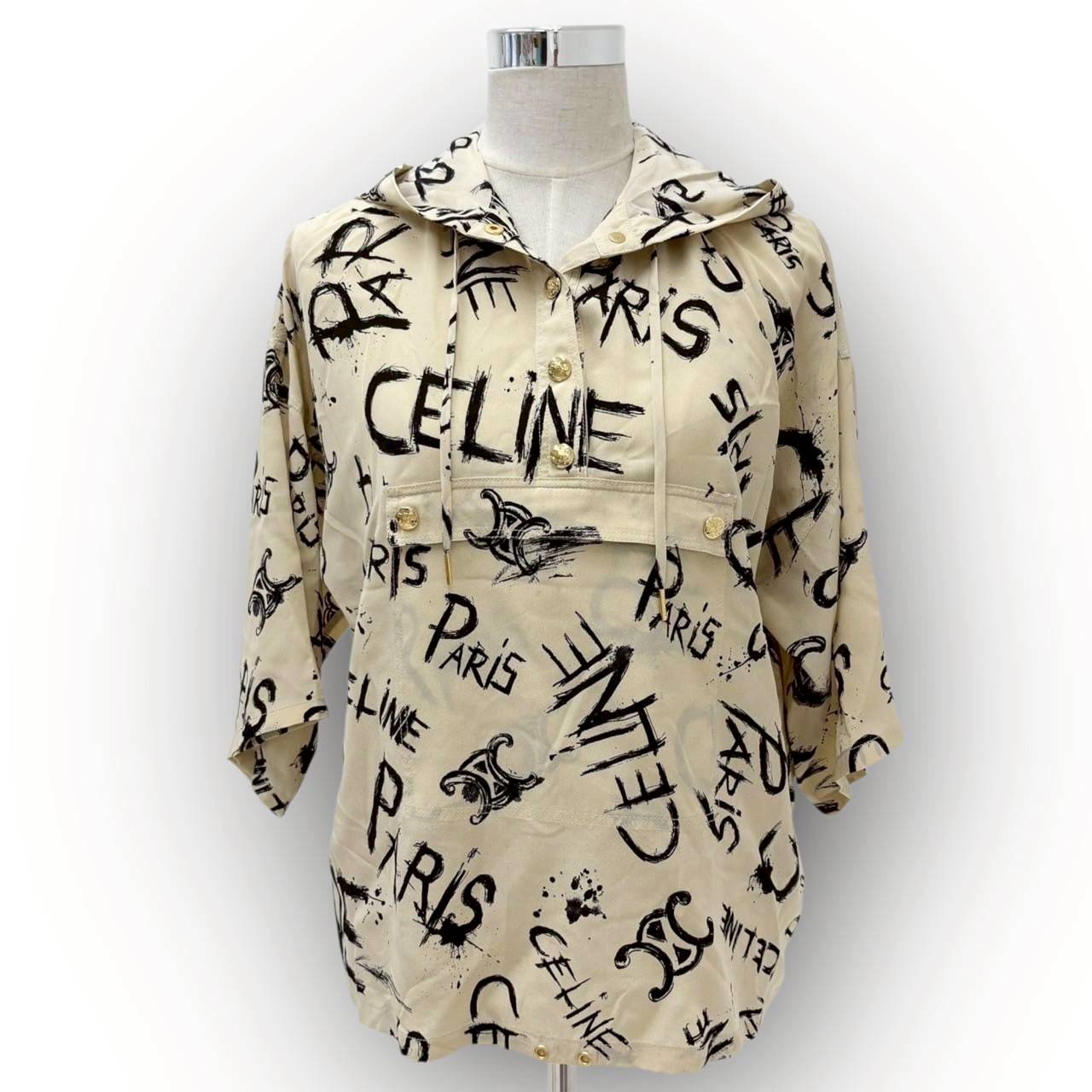 【SRC-4】CELINE 長袖ブラウス CELINE文字プリント