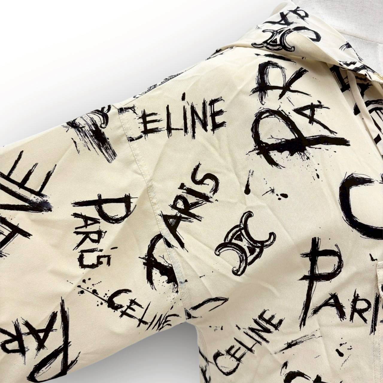 【SRC-4】CELINE 長袖ブラウス CELINE文字プリント
