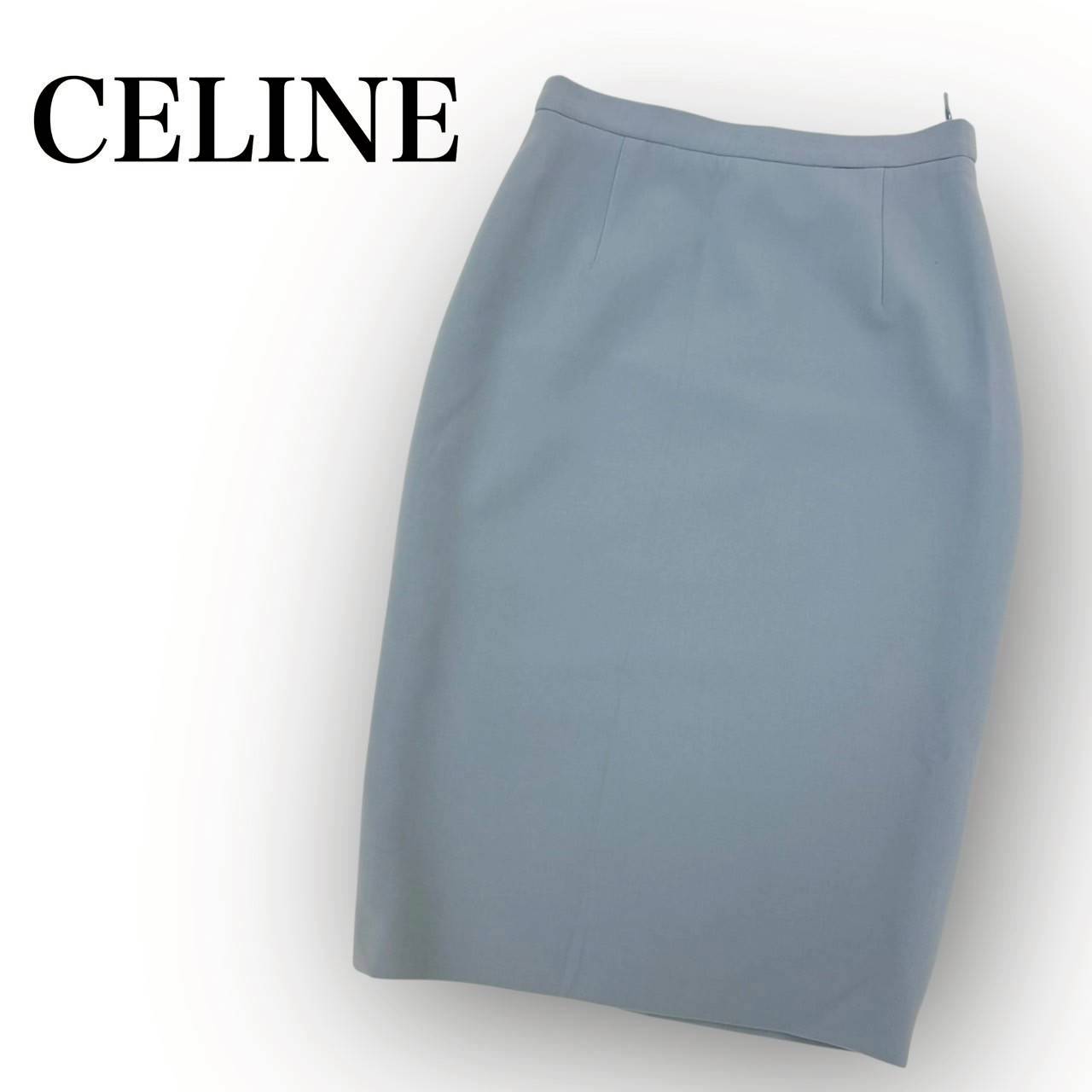 【SRC-60】CELINE スカート ウール/36/レディース/ライトブルー
