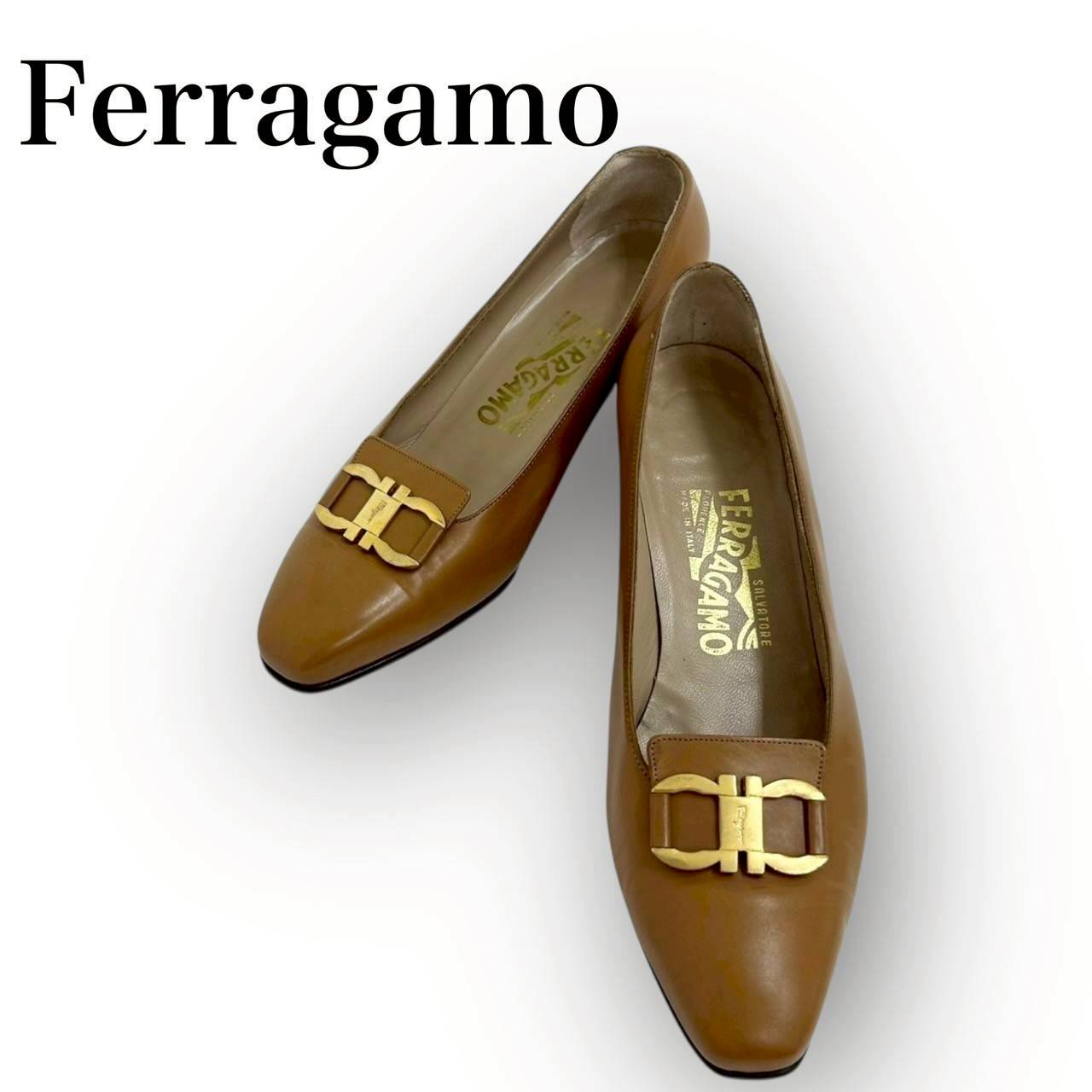 【SRC-80】SalvatoreFerragamo パンプス レザー/レディース/ブラウン/付属品:箱