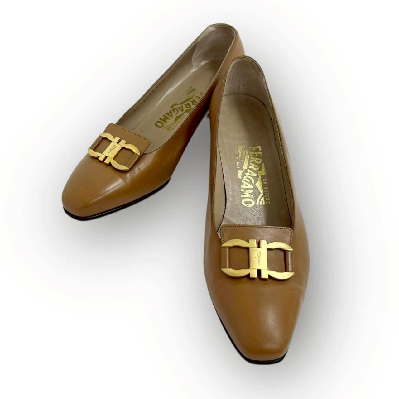 【SRC-80】SalvatoreFerragamo パンプス レザー/レディース/ブラウン/付属品:箱