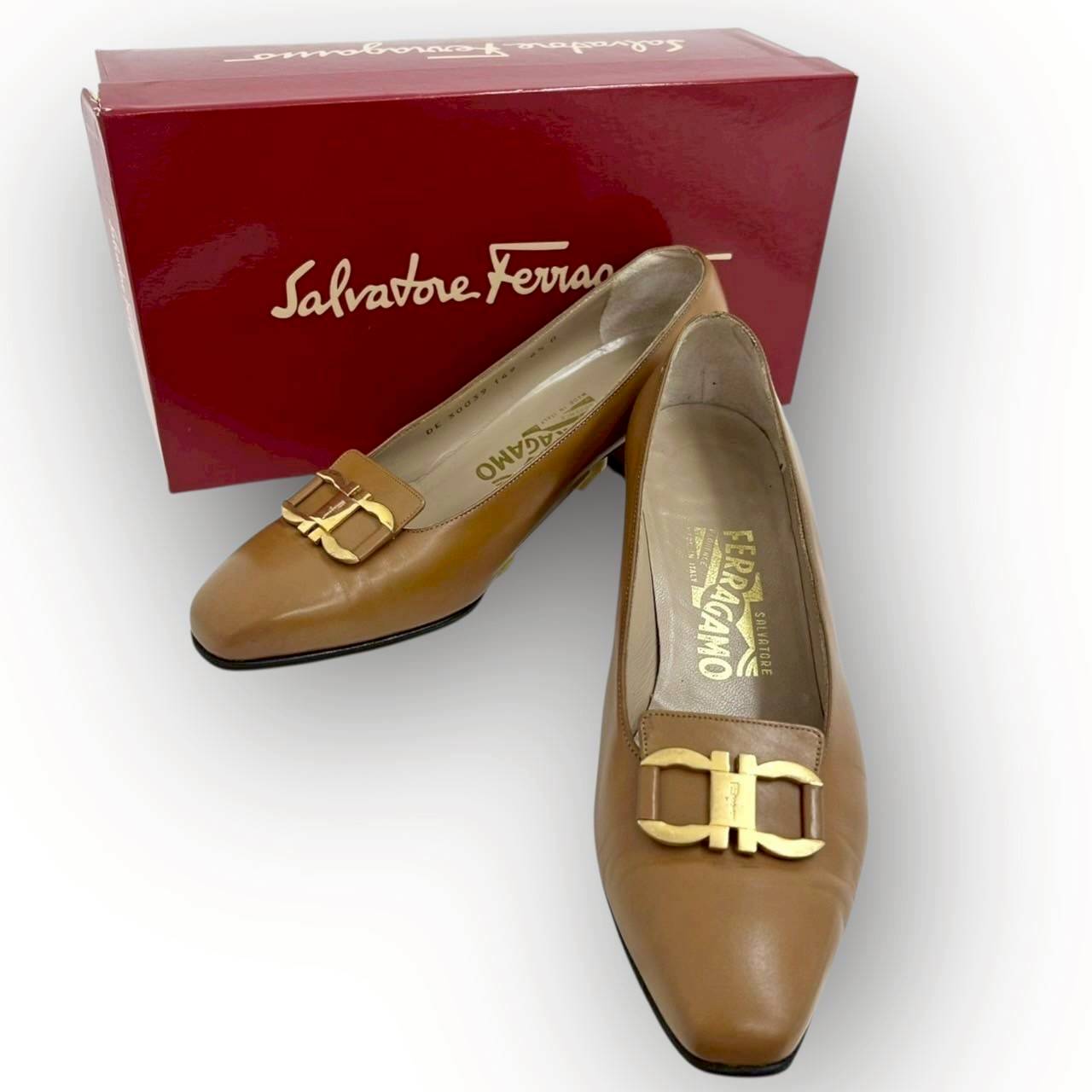【SRC-80】SalvatoreFerragamo パンプス レザー/レディース/ブラウン/付属品:箱