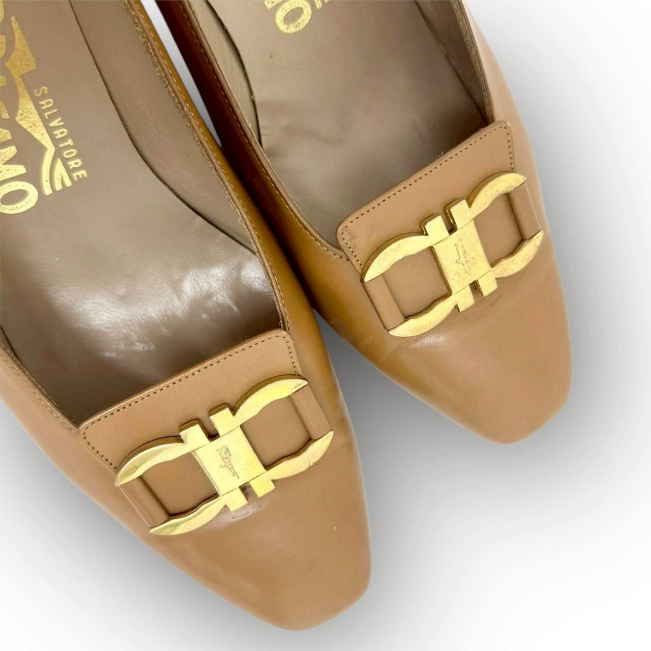 【SRC-80】SalvatoreFerragamo パンプス レザー/レディース/ブラウン/付属品:箱