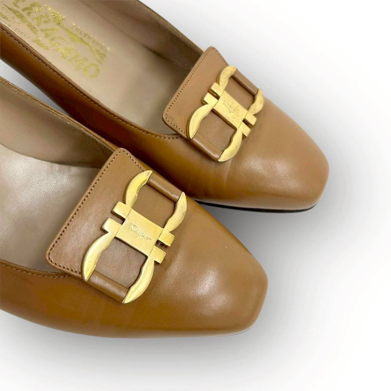 【SRC-80】SalvatoreFerragamo パンプス レザー/レディース/ブラウン/付属品:箱