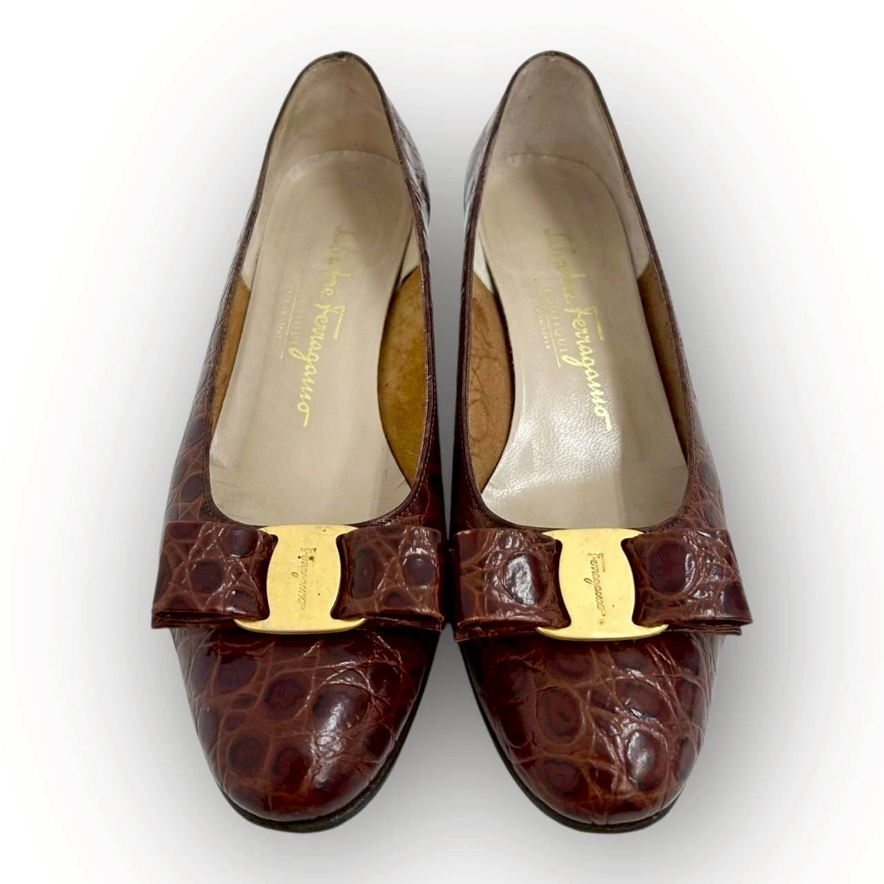 【SRC-81】SalvatoreFerragamo パンプス レザー/レディース/ブラウン/付属品:箱