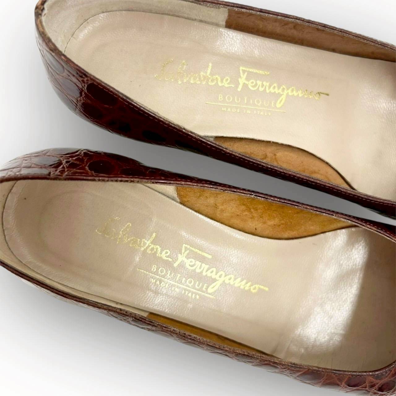 【SRC-81】SalvatoreFerragamo パンプス レザー/レディース/ブラウン/付属品:箱