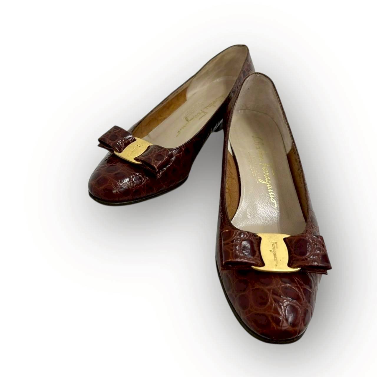 【SRC-81】SalvatoreFerragamo パンプス レザー/レディース/ブラウン/付属品:箱