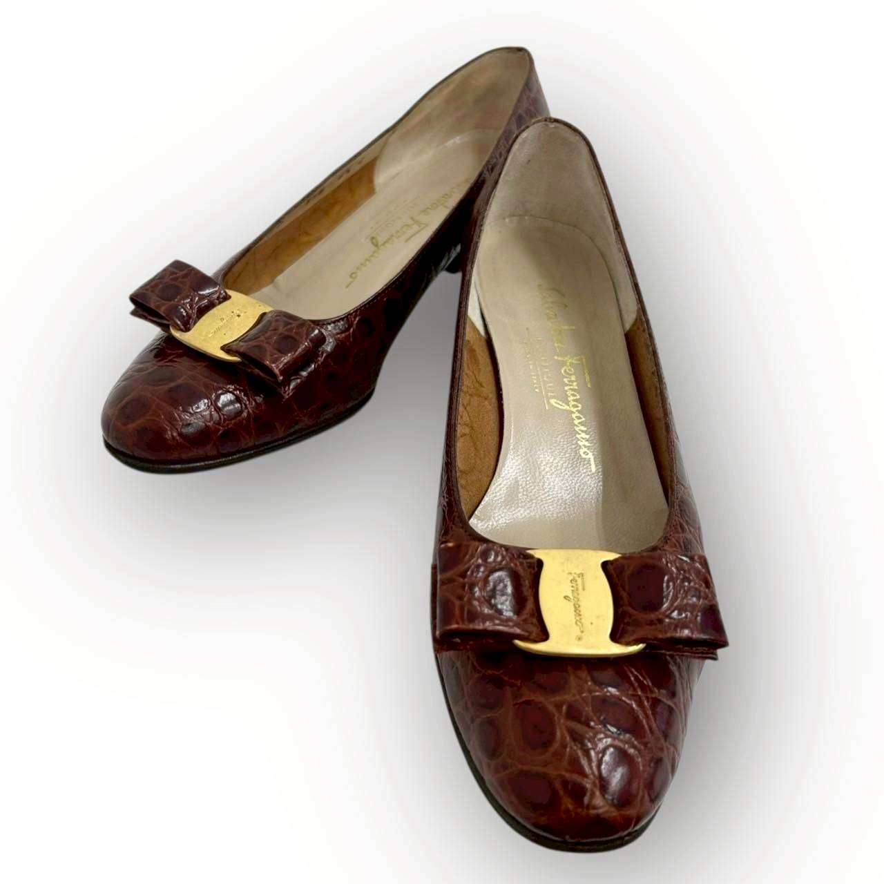 【SRC-81】SalvatoreFerragamo パンプス レザー/レディース/ブラウン/付属品:箱