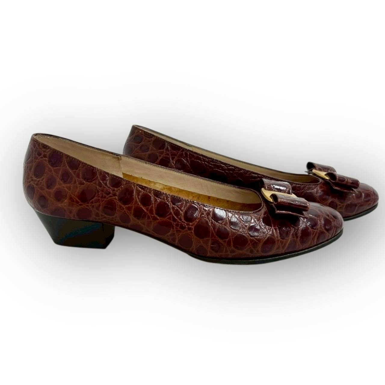 【SRC-81】SalvatoreFerragamo パンプス レザー/レディース/ブラウン/付属品:箱