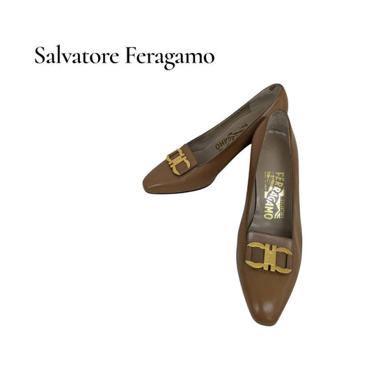 【RC2511-82】SalvatoreFerragamo パンプス 　ブラウン　5 1/2