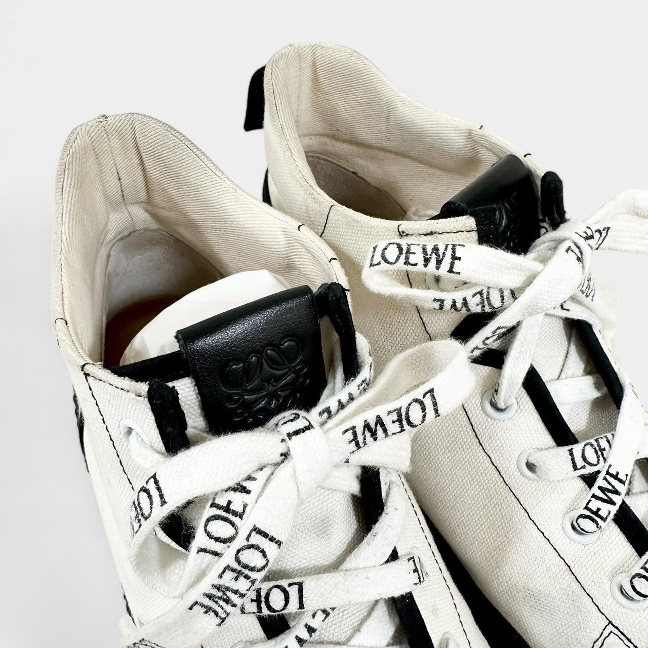 【やや汚れあり】LOEWE ロエベ ハイカットスニーカー 322009/38/ホワイト×ブラック