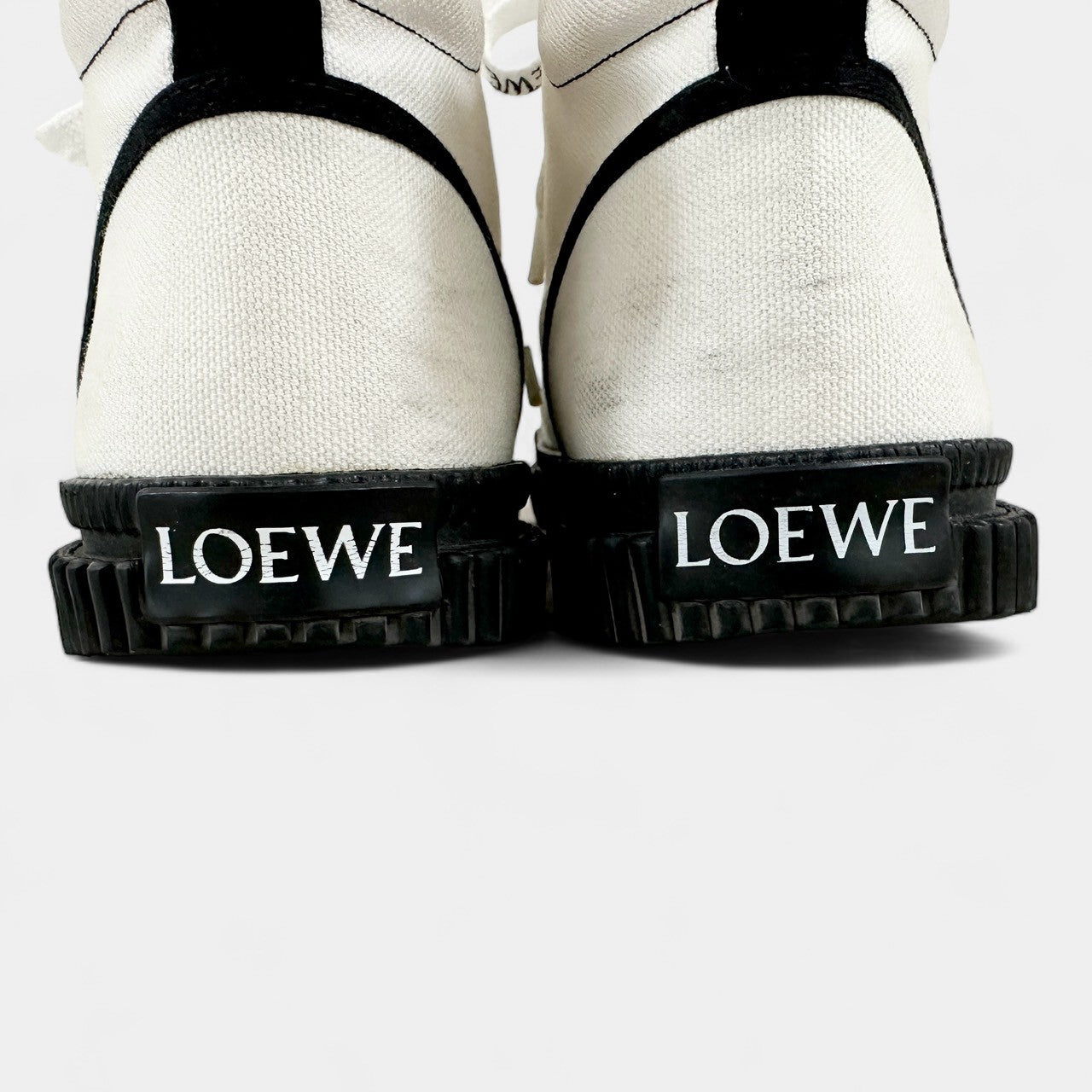【やや汚れあり】LOEWE ロエベ ハイカットスニーカー 322009/38/ホワイト×ブラック