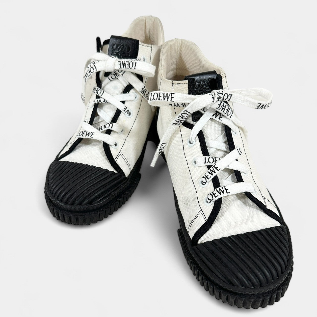 【やや汚れあり】LOEWE ロエベ ハイカットスニーカー 322009/38/ホワイト×ブラック