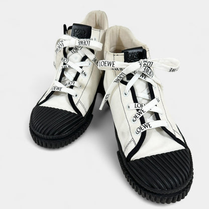 【やや汚れあり】LOEWE ロエベ ハイカットスニーカー 322009/38/ホワイト×ブラック