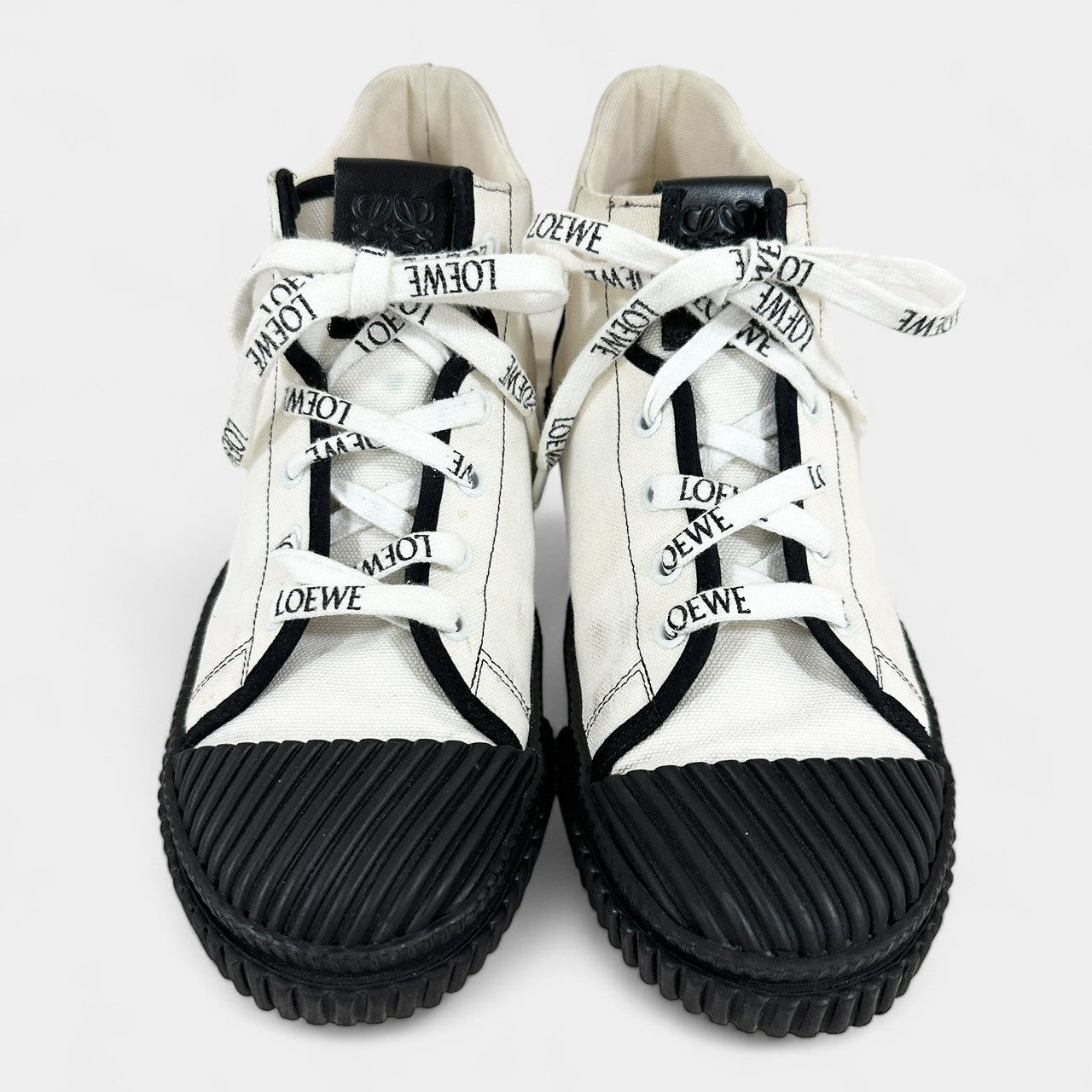 【やや汚れあり】LOEWE ロエベ ハイカットスニーカー 322009/38/ホワイト×ブラック