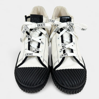 【やや汚れあり】LOEWE ロエベ ハイカットスニーカー 322009/38/ホワイト×ブラック