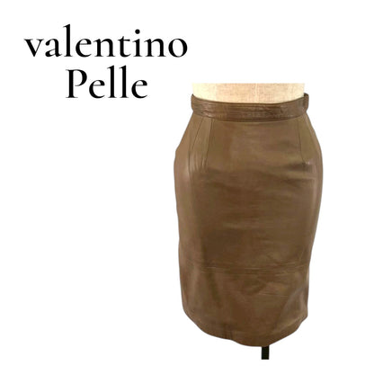 【RC2601-112】valentino Pelle ブラウン　革　スカート 38