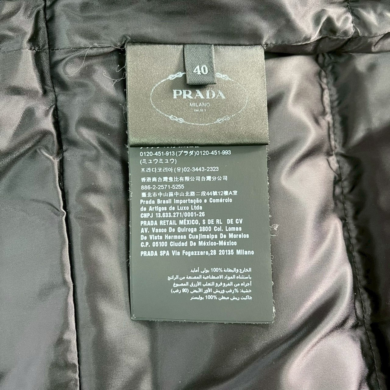 RC2601-115 PRADA ブラック ダウンコート 40