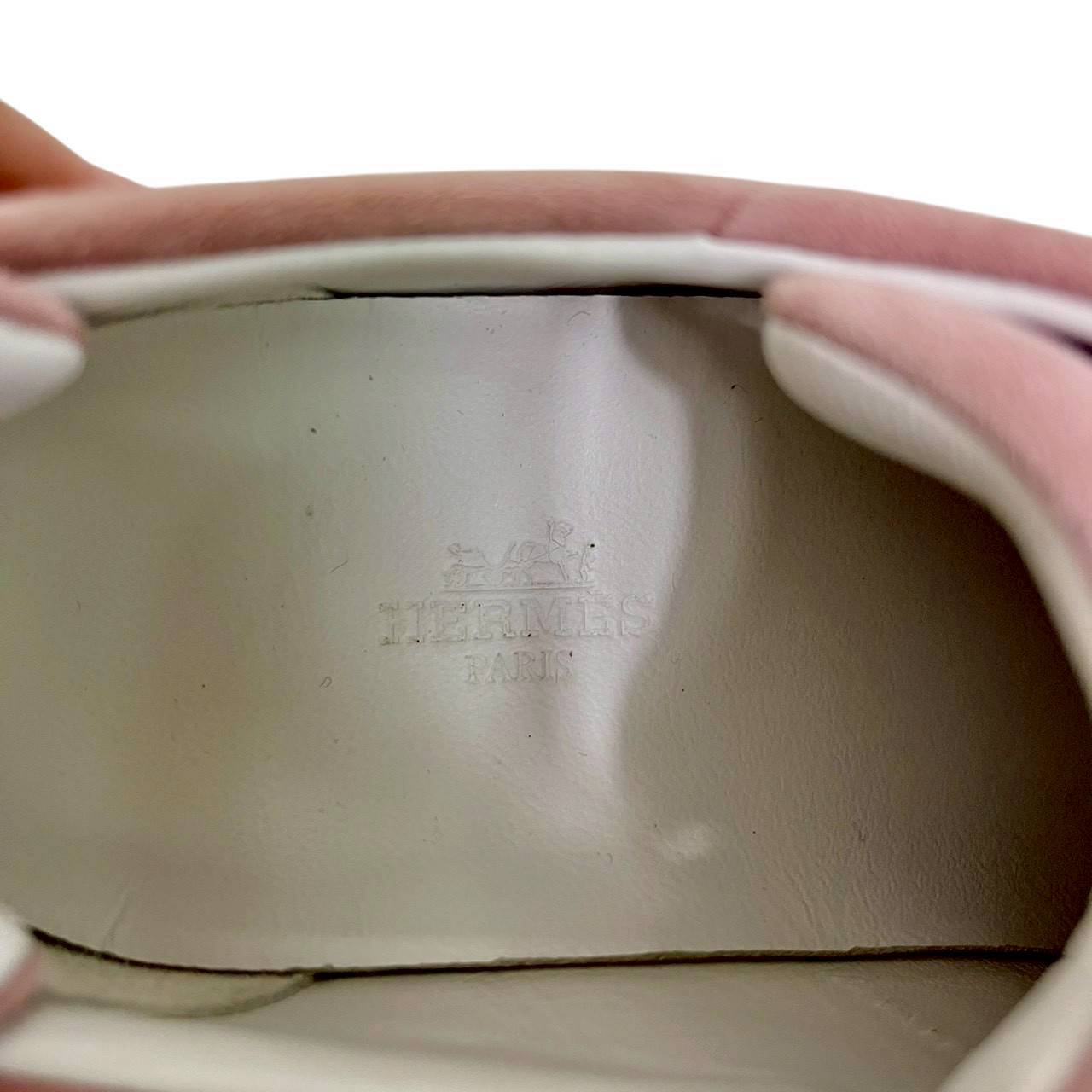 【RC2601-400】HERMES キッド　ヴェロア　スニーカー　ピンク　