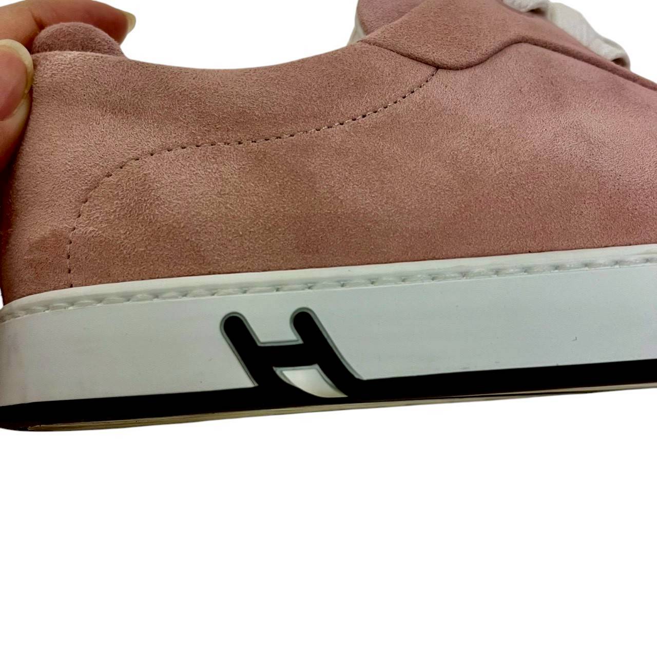 【RC2601-400】HERMES キッド　ヴェロア　スニーカー　ピンク　