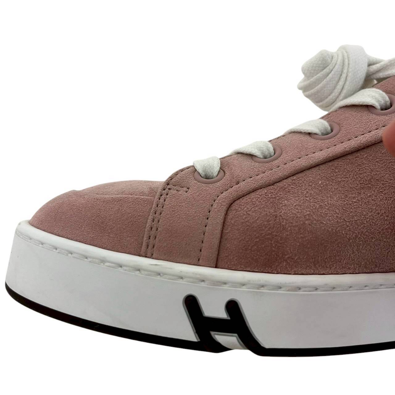 【RC2601-400】HERMES キッド　ヴェロア　スニーカー　ピンク　