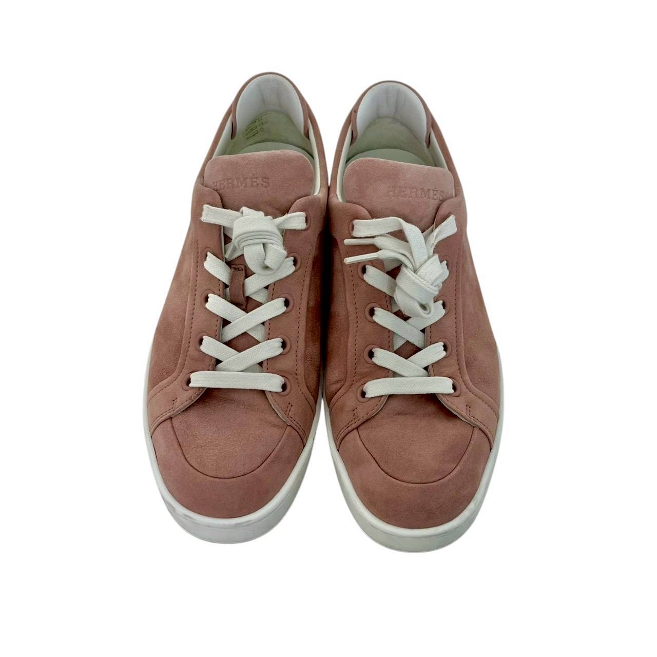 【RC2601-400】HERMES キッド　ヴェロア　スニーカー　ピンク　