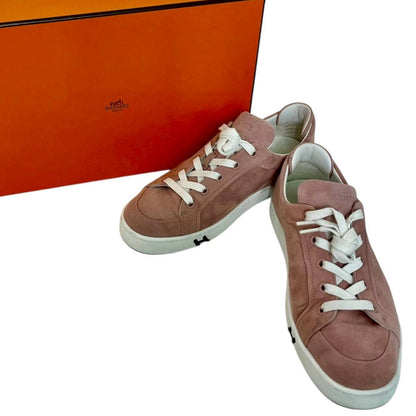 【RC2601-400】HERMES キッド　ヴェロア　スニーカー　ピンク　