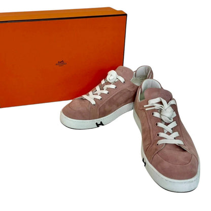 【RC2601-400】HERMES キッド　ヴェロア　スニーカー　ピンク　