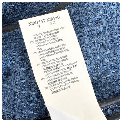 【美品】ARMANI COLLEZIONI ツイード ロング丈 ジャケット カーディガン サイズ40 ブルー 202403-1527