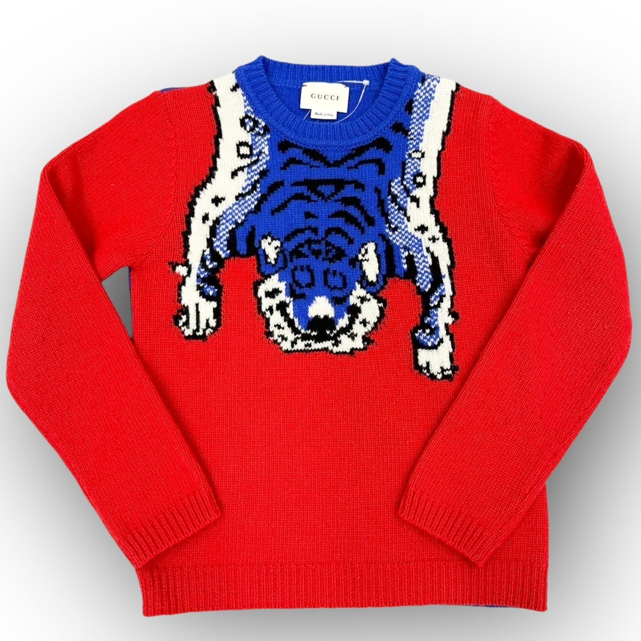 GUCCI キッズ ニットセーター タイガー レッド×ブルー 子供服 サイズ6  