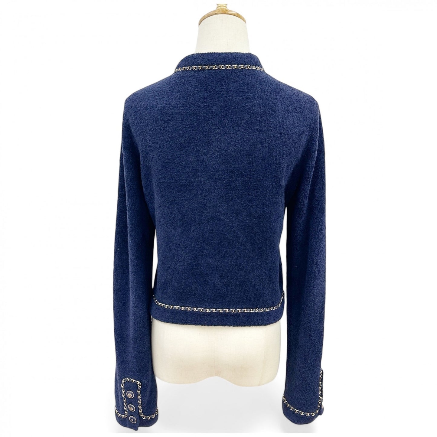 【美品】CHANEL シャネル 希少 正規品 シャネル テリー ネイビー カーディガン ジャケット サイズ34 イタリア製