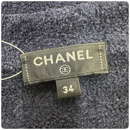 【美品】CHANEL シャネル 希少 正規品 シャネル テリー ネイビー カーディガン ジャケット サイズ34 イタリア製