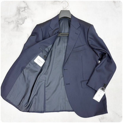 新品 GIVERDYE ジバルディ 3ピース ストライプ ビジネススーツ ネイビー S