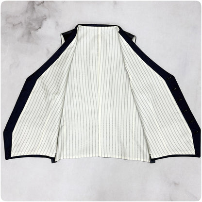 新品 GIVERDYE ジバルディ 3ピース ストライプ ビジネススーツ ネイビー S