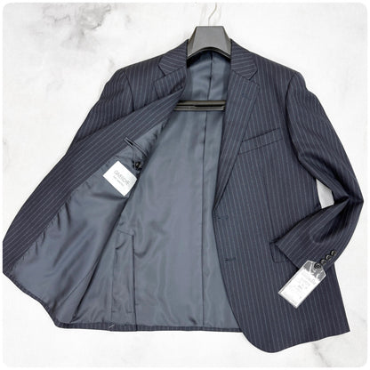 新品 GIVERDYE ジバルディ ストライプ ビジネススーツ ネイビー XL